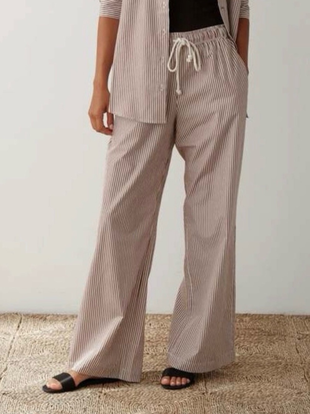 Donni stripe pop pant brown & white - M